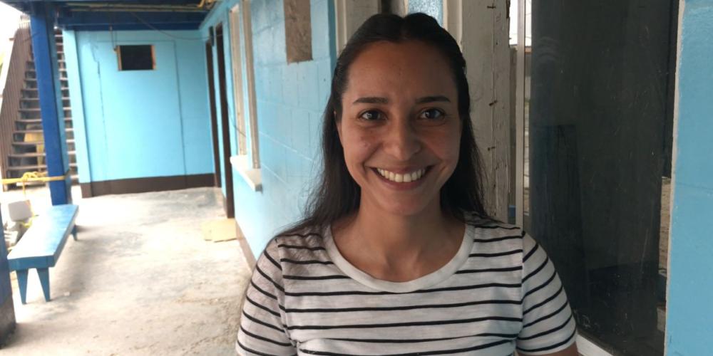 Nerly Macias Figuero, 32, pictured on the ground floor of the Ebeye school, wanted to be a missionary since she was 17. But her plans seemed to keep falling through. (Andrew McChesney / Adventist Mission)
