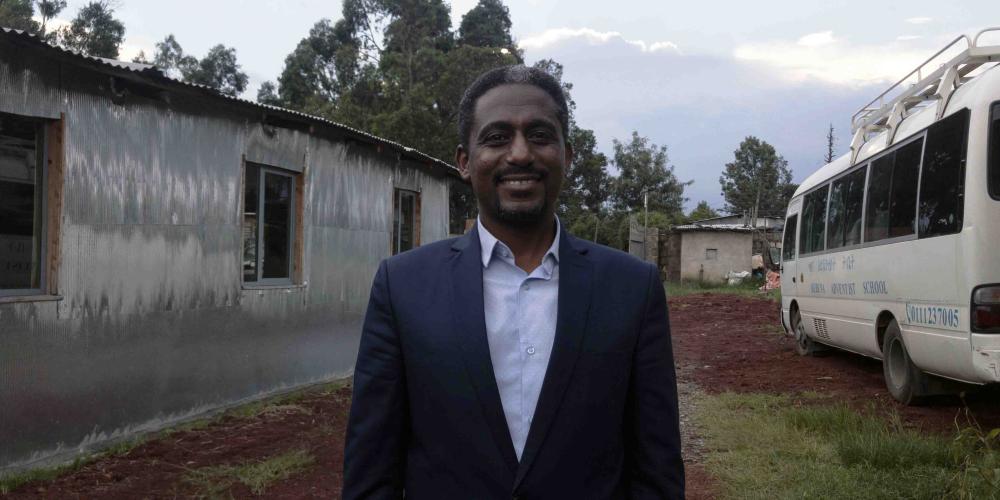 Sintayehu Kidane Berhanu, 39, standing outside a Seventh-day Adventist church in Addis Ababa, Ethiopia. (Andrew McChesney / Adventist Mission)