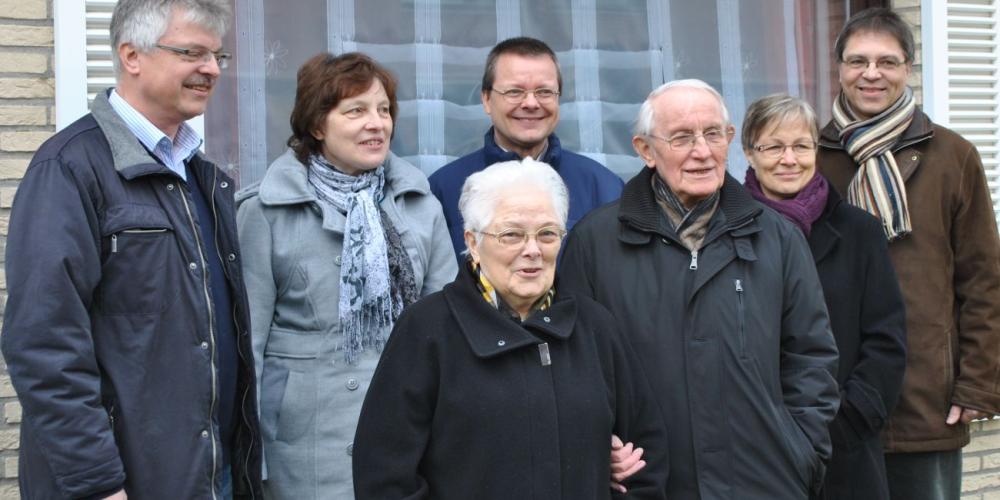 Fritz Hartmann, third right, with his wife, Ruth, and their five children, including Friedbert, far left, in March 2013. (All photos: Courtesy of family)