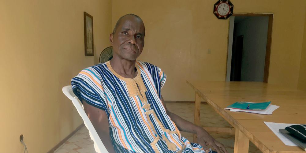 S.E. Joe Seeyah, 66, pictured in Buchanan, Liberia, says the Holy Spirit taught his father, Joe Konyon Seeyah, to read.