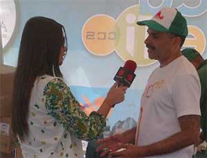 Pastor Josney Rodriguez, president of the church in East Venezuela headquarterd in Caracas, Venezuela, is interviewed on local television station on the more than 250 activities organized by the church in Caracas.